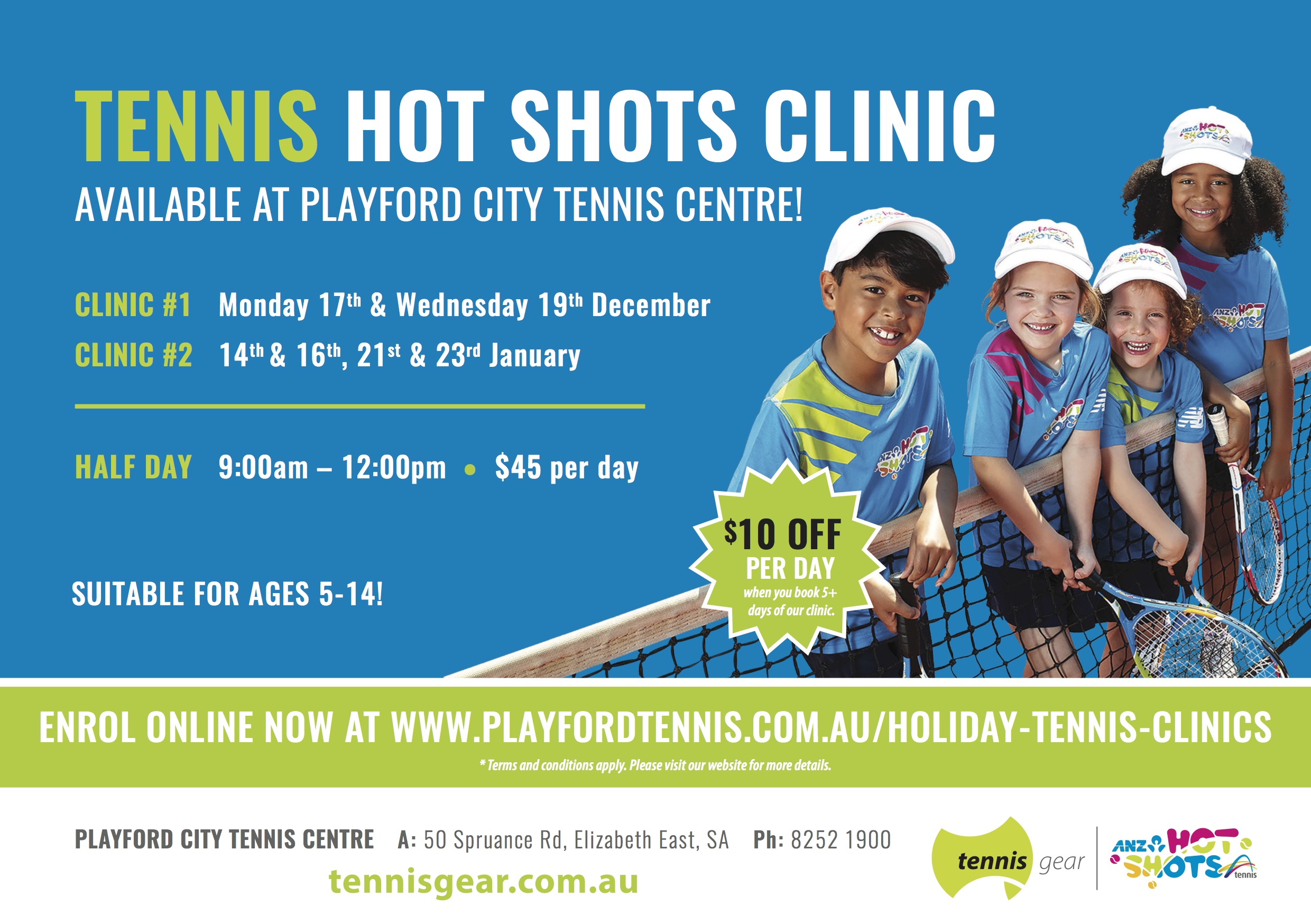 Tennis Gear Clinic Flyer - Playford - DecJan 19